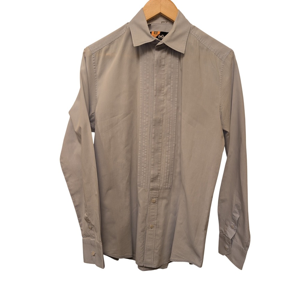 D&G Dolce & Gabbana George Light Blue Pleated‎ Tuxedo Dress Shirt 15/38 Formal